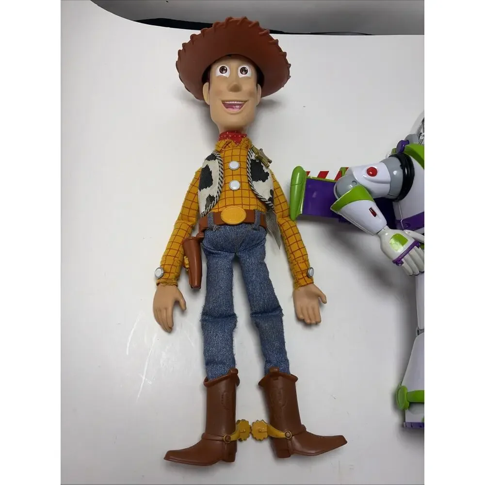 Thinkway Toys Talking Buzz & 1995 Woody Disney Toy Story Pull String Original